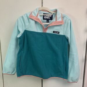 Lands’ End Heritage Fleece Blue Snap Mock Neck Pullover Women’s Xs